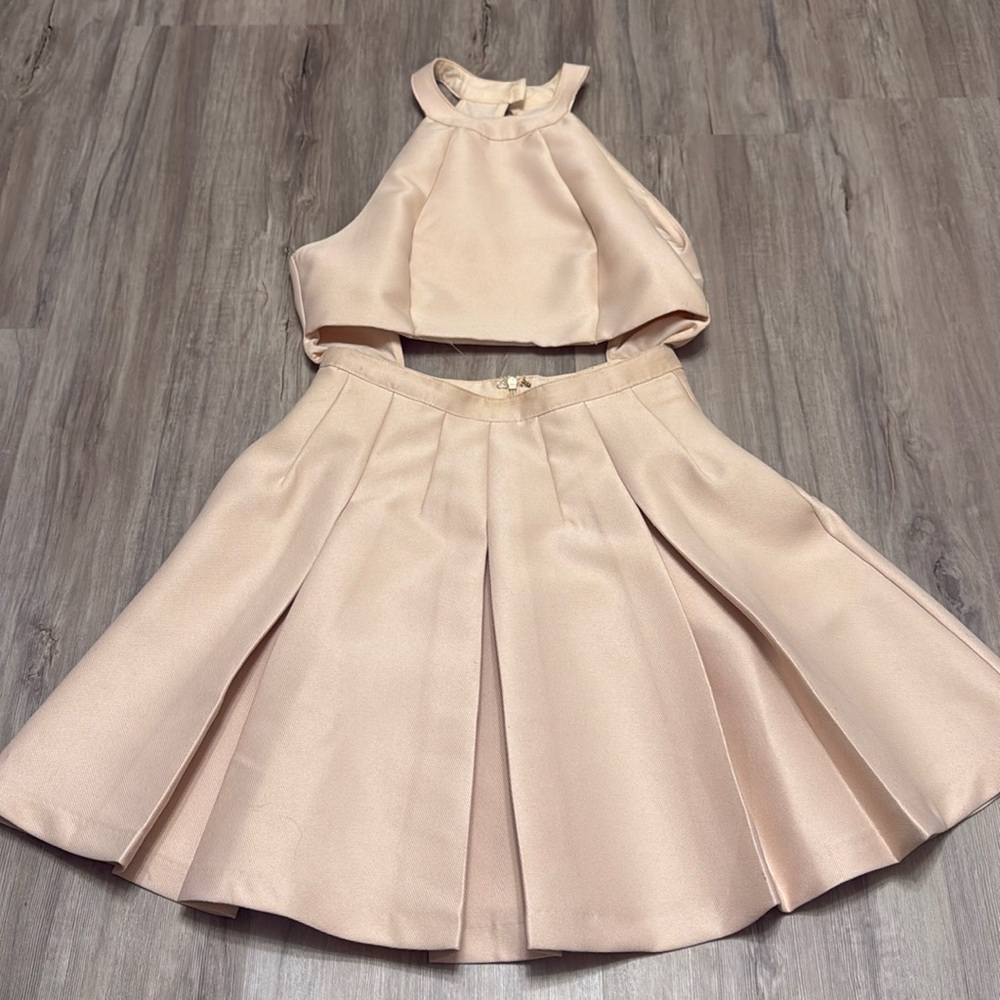 nude color dress- (skirt connected to top)